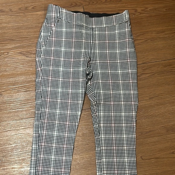 Stylish Plaid Pants Elastic Wide Waist Band Size Small Classy - Picture 2 of 9